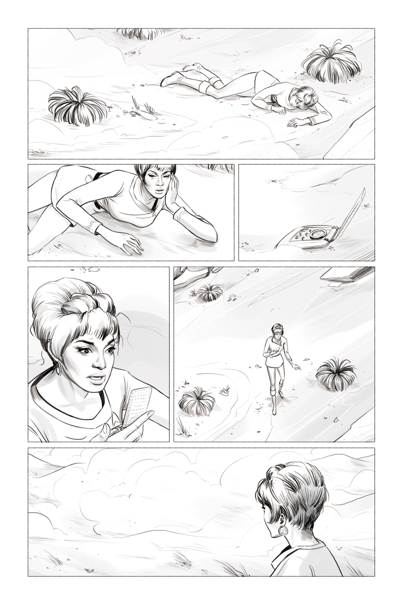 Star Trek Waypoint #1 uncolored art by Sandra Lanz